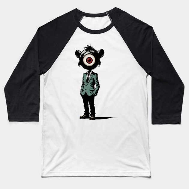 Eyeball Eddie's Casual Adventure Baseball T-Shirt by SunGraphicsLab